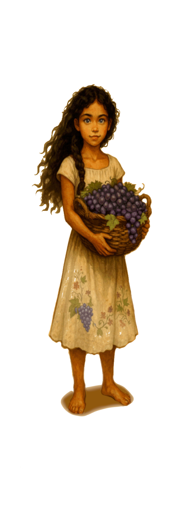 Martha holding a basket of grapes